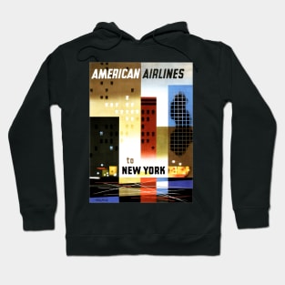 American Airlines to NEW YORK USA Art Deco Vintage Travel Hoodie